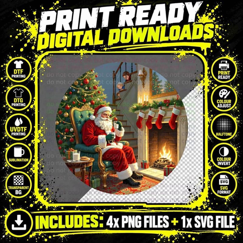 Santa Christmas Presents Holiday T-Shirt Png SVG Digital Bundle