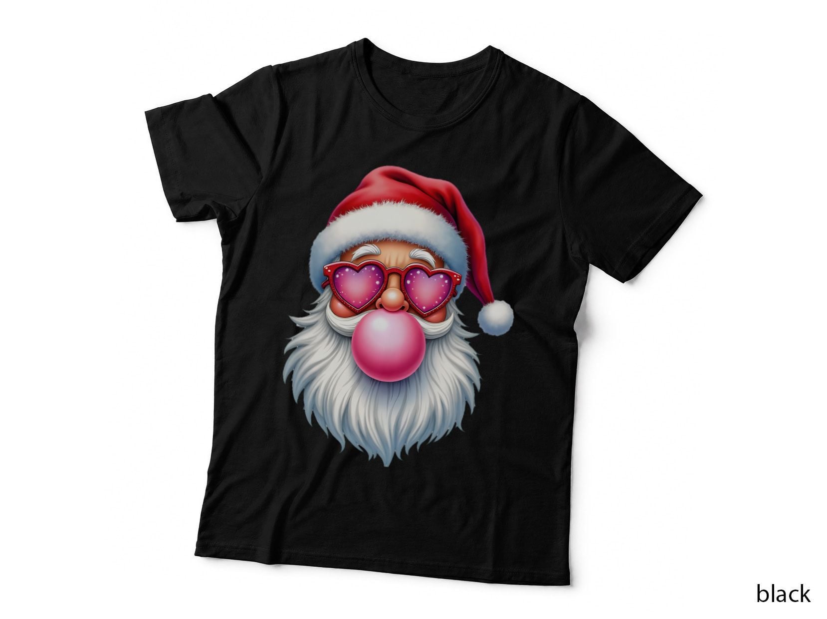 Santa Claus Heart Sunglasses Funny Bubblegum Whimsical Festive Holiday T-Shirt