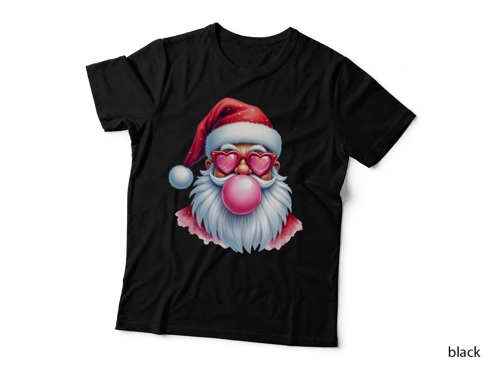 Santa Heart Sunglasses Bubblegum Funny Whimsical Festive Christmas T-Shirt