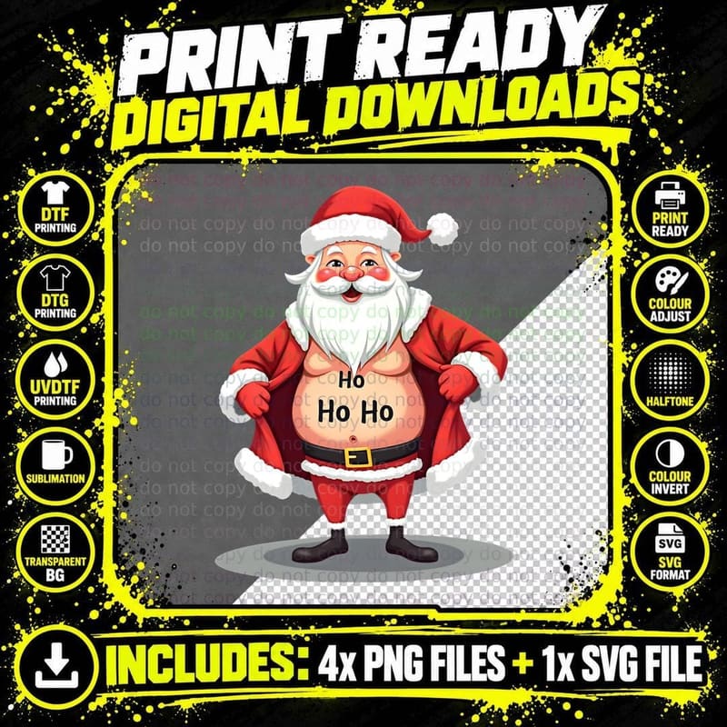 Santa Ho Ho Ho Funny for Men, Christmas Gift Png SVG Digital Bundle