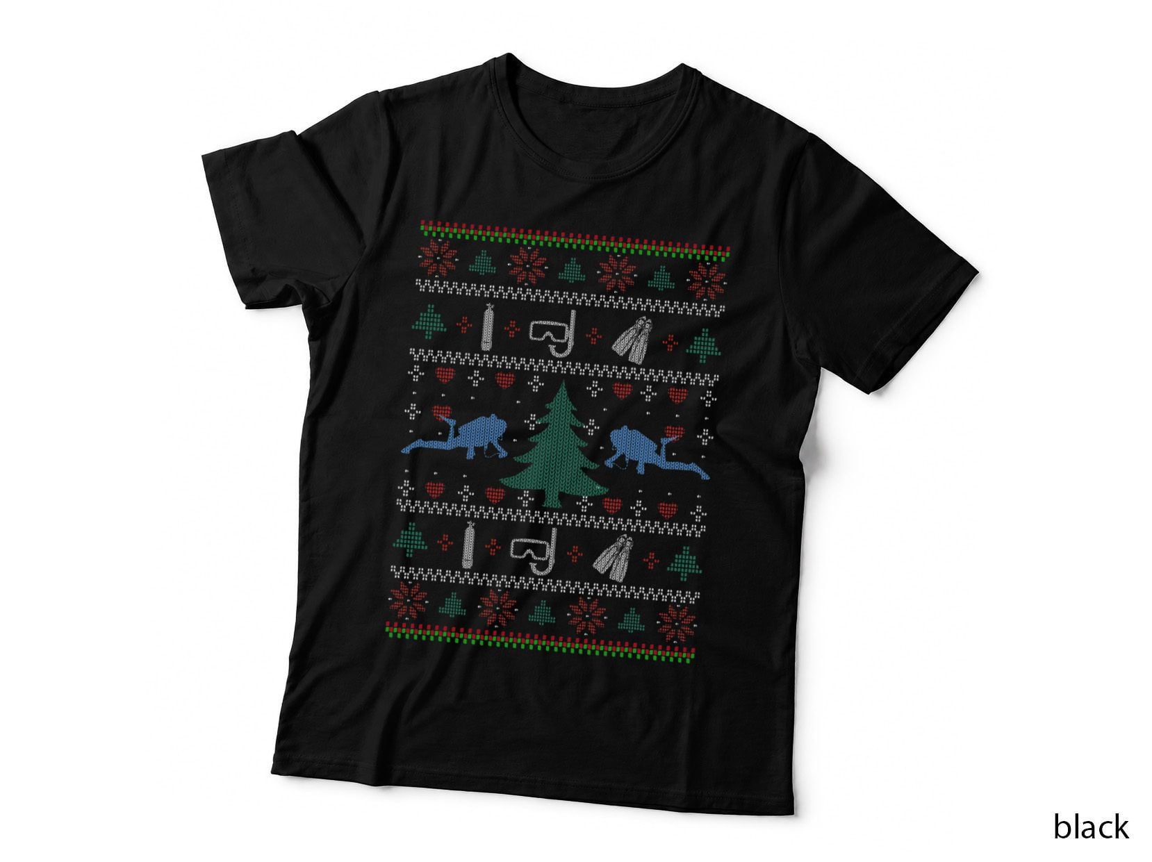 Santa Scuba Diving Ugly Christmas Sweater Dive Funny Diver T-Shirt