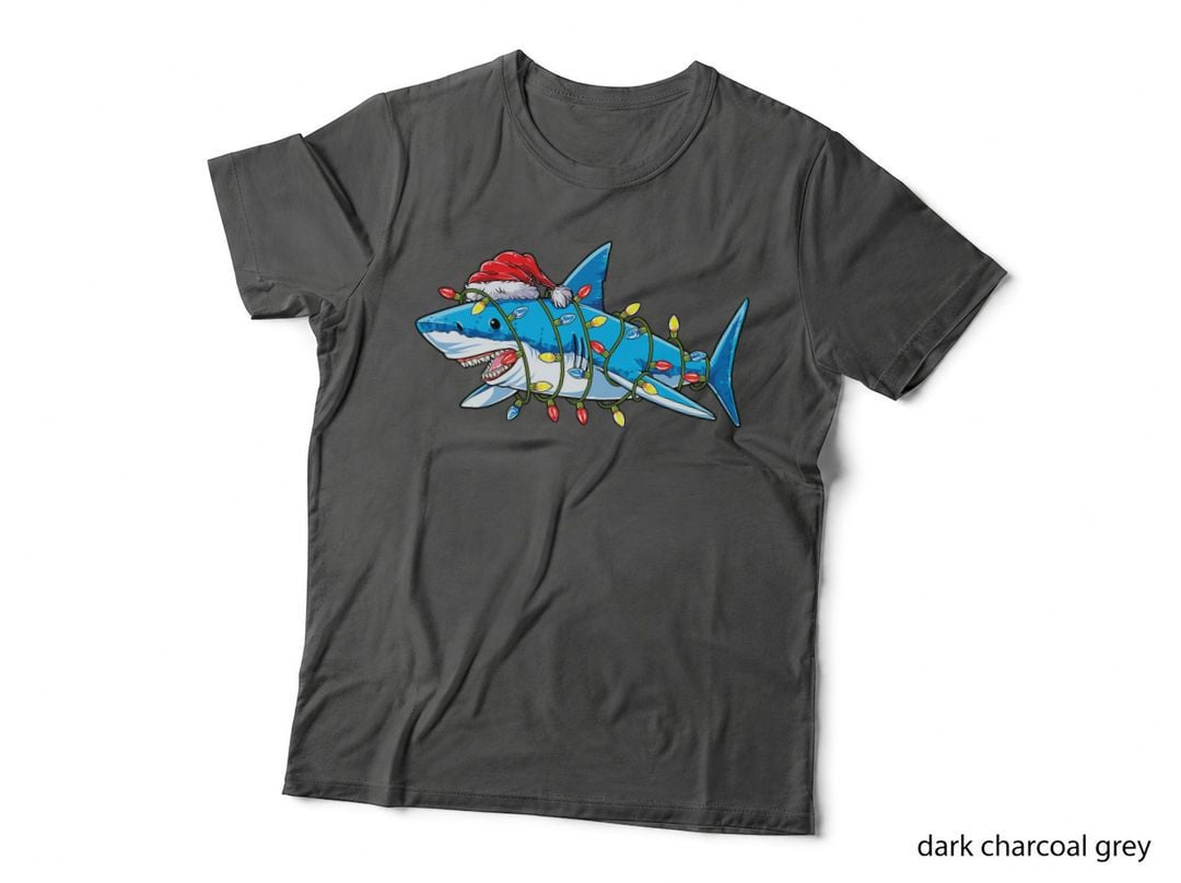 Santa Shark Christmas Lights Sharkmas Tree Xmas T-Shirt