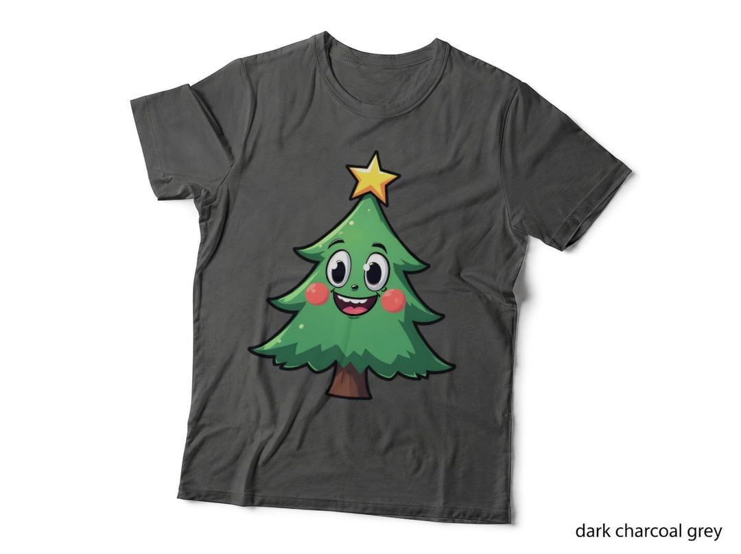 Smiling Christmas Tree Star Festive Holiday T-Shirt