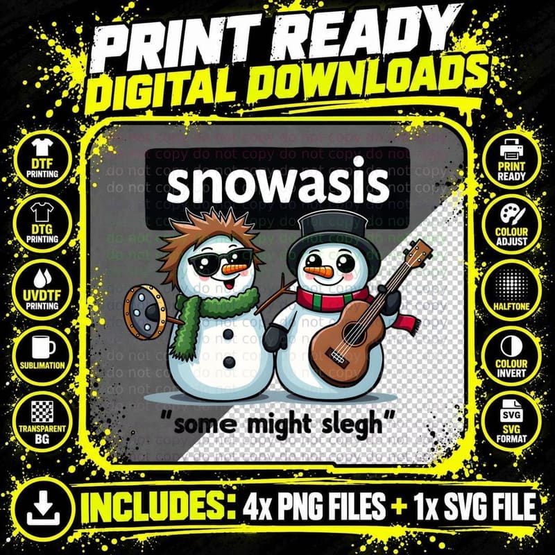 Snowasis Some Might Sleigh Funny Snowmen Christmas Png SVG Digital Bundle