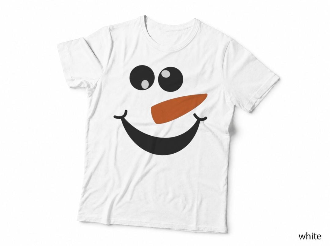 Snowman Cheerful Smiley Face Simple Eye Dots Happy Mouth Distinctive T-Shirt