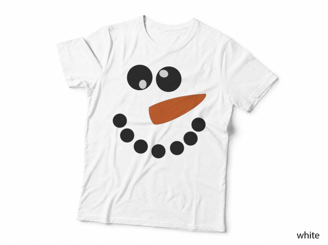 Snowman Iconic Cartoon Smiley Face Festive Minimalist Eye Dots Youthful T-Shirt