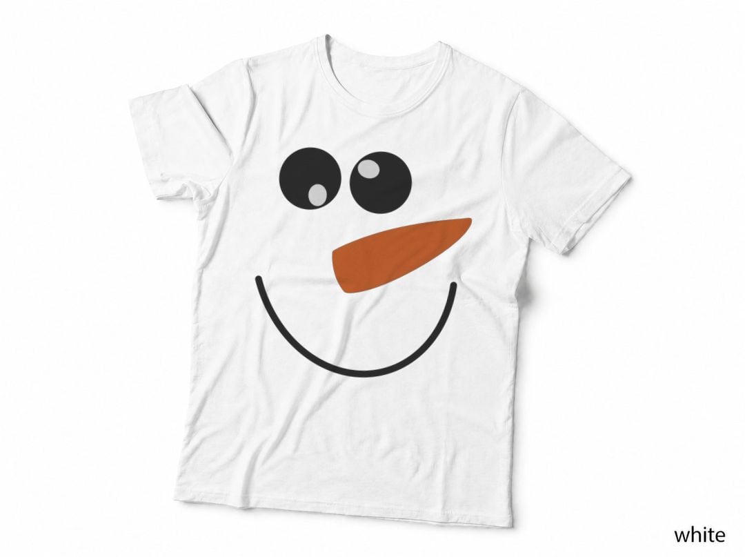Snowman Simple Cartoon Smiley Face Curved Happy Mouth Whimsical Design T-Shirt