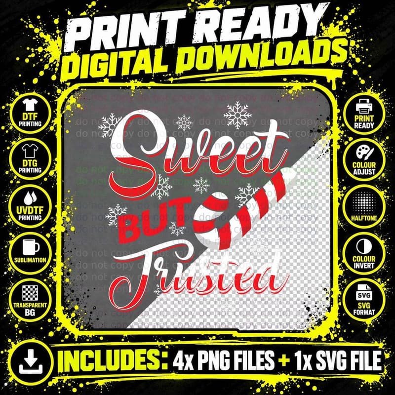 Sweet but Twisted Funny Christmas Lollipop Cane Lover Png SVG Digital Bundle