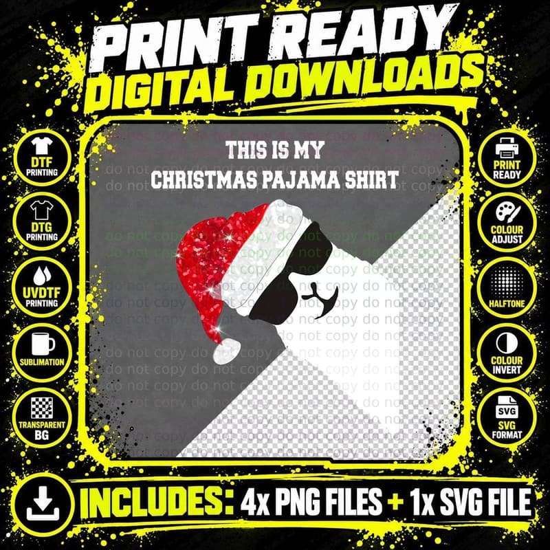 THIS IS MY Christmas Pajama, Alpaca LLAMA, XMAS Png SVG Digital Bundle