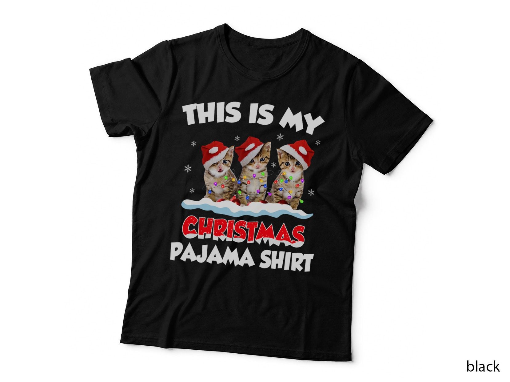 This Is My Christmas Pajama Cat Lover Funny Christmas T-Shirt
