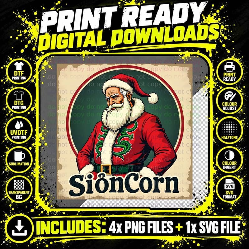 Vintage Welsh Santa Siôn Corn T-Shirt Png SVG Digital Bundle