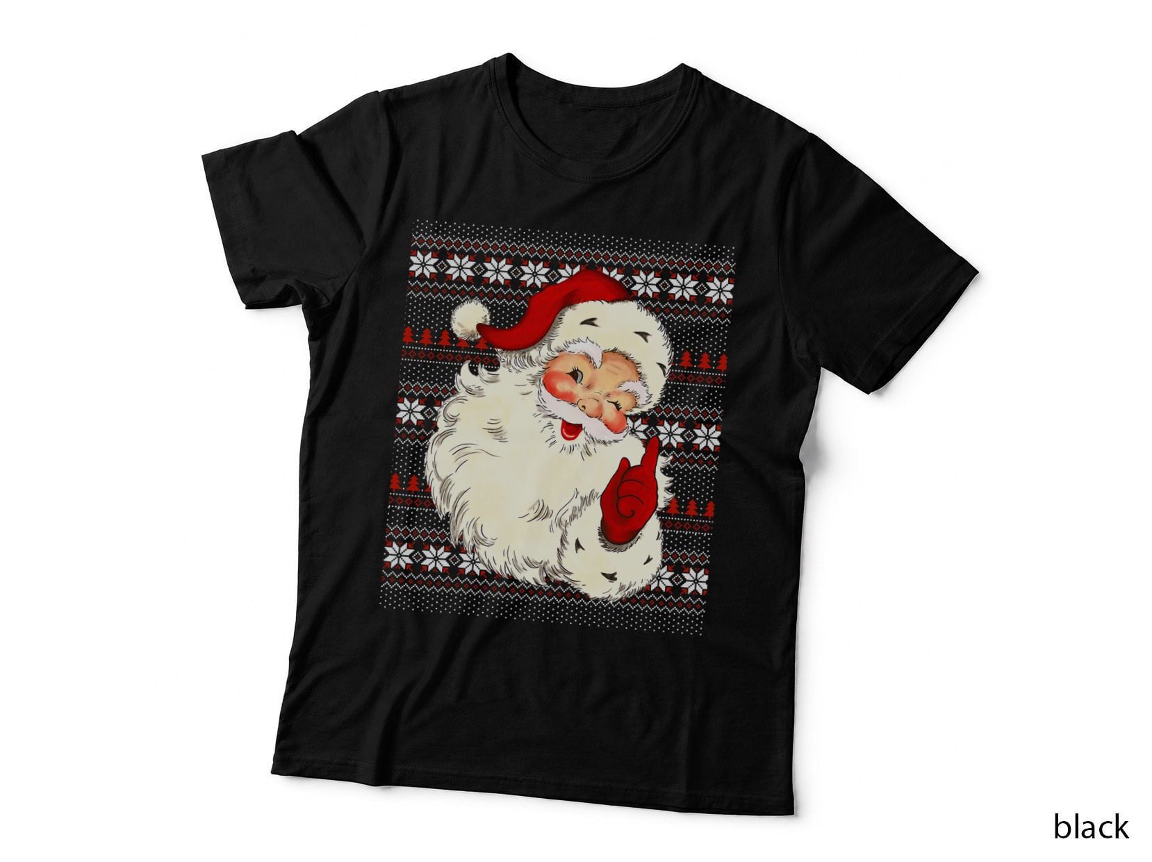 Vintage Winking Santa Matching Family Group Ugly Christmas T-Shirt