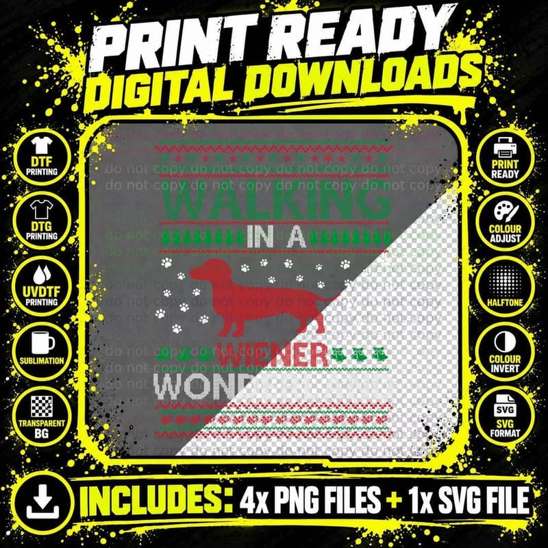 Walking in a Weiner Wonderland Funny Christmas Awesome Png SVG Digital Bundle