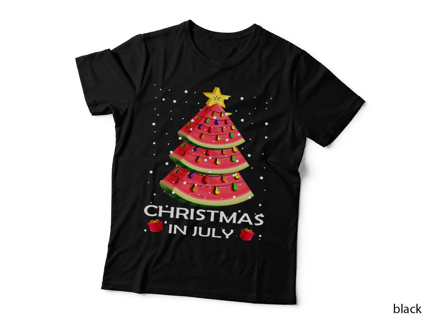 Watermelon Christmas Tree Christmas in July Summer Vacation 3 T-Shirt