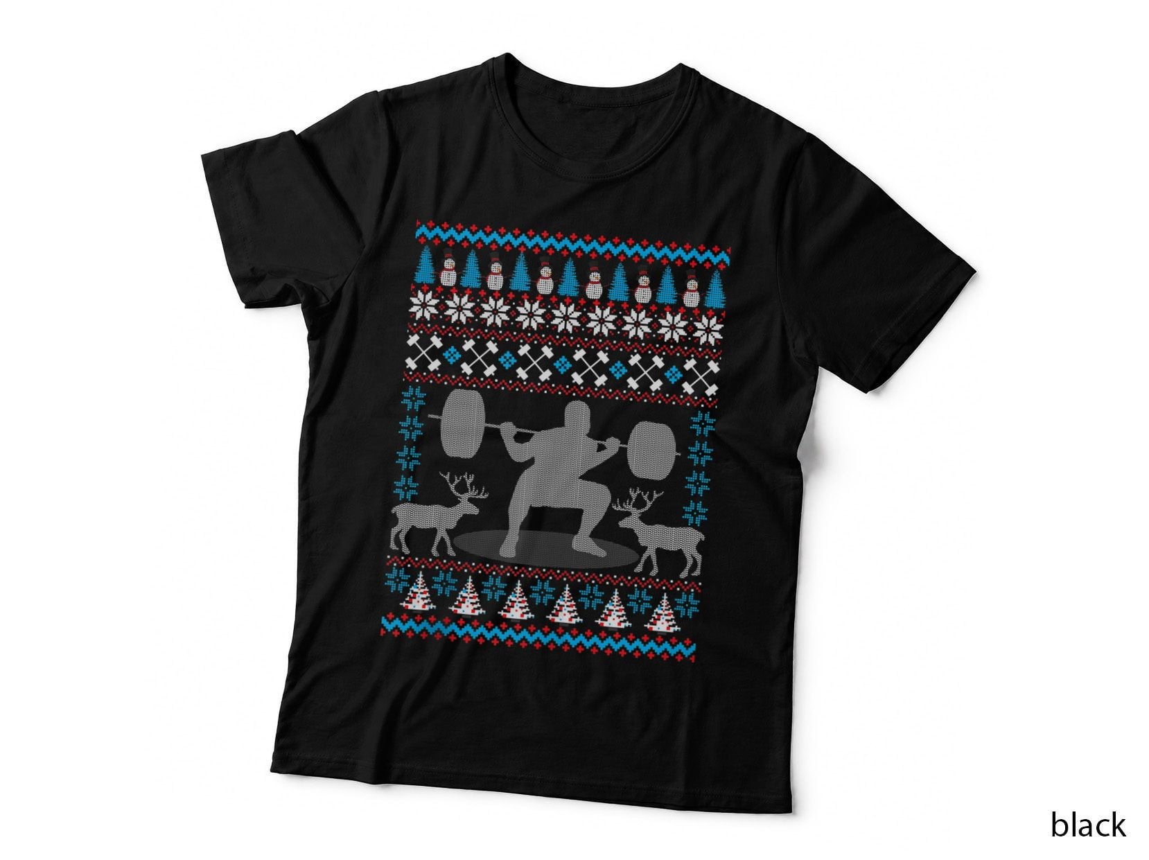 Weight Lifting Ugly Christmas Workout Gym Holiday Xmas Gift T-Shirt