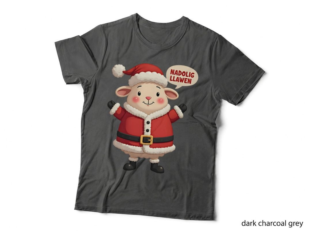 Welsh Sheep Christmas, Nadolig Llawen, Red Suit T-Shirt
