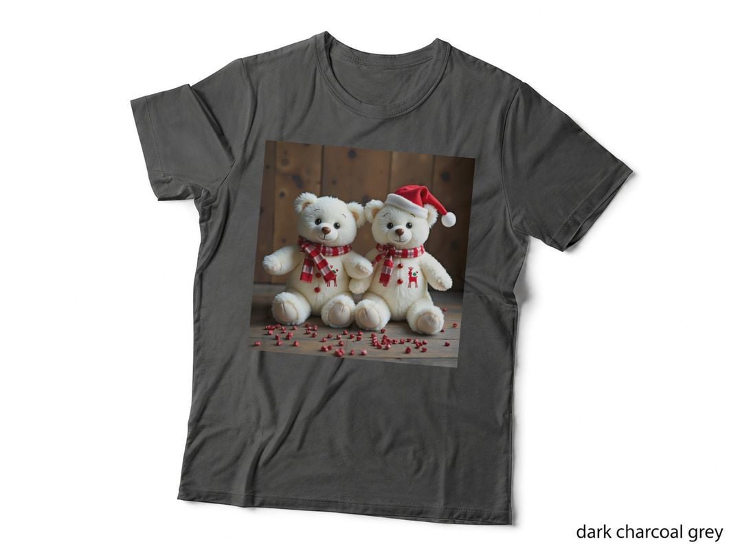 White Teddy Bears Jingle Bells Festive Holiday Scarf T-Shirt