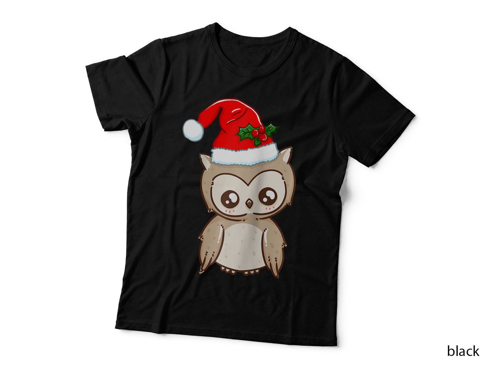 Xmas Kawaii Owl Christmas Animal Santa's Hat, Holiday Gift Festive T-Shirt