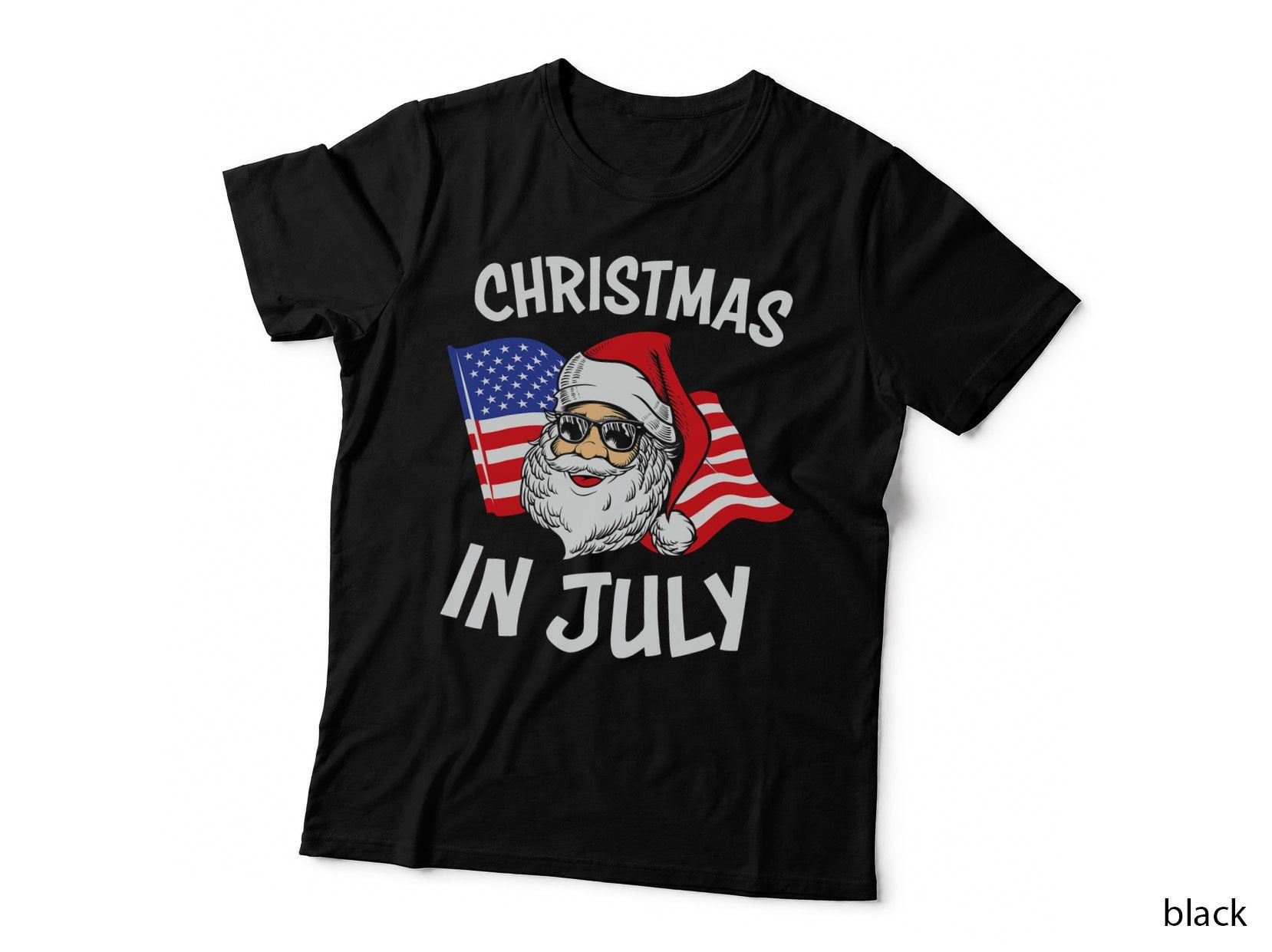 Xmas in July 4th Retro Santa Claus Christmas, Funny Graphic T-Shirt
