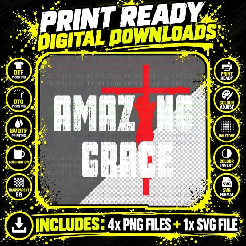 Amazing Grace Love Jesus Christian Christmas Comfort Png SVG Digital Bundle
