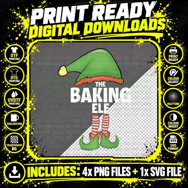 Baking Elf Tshirt Family Xmas Holiday Santa Christmas Png SVG Digital Bundle