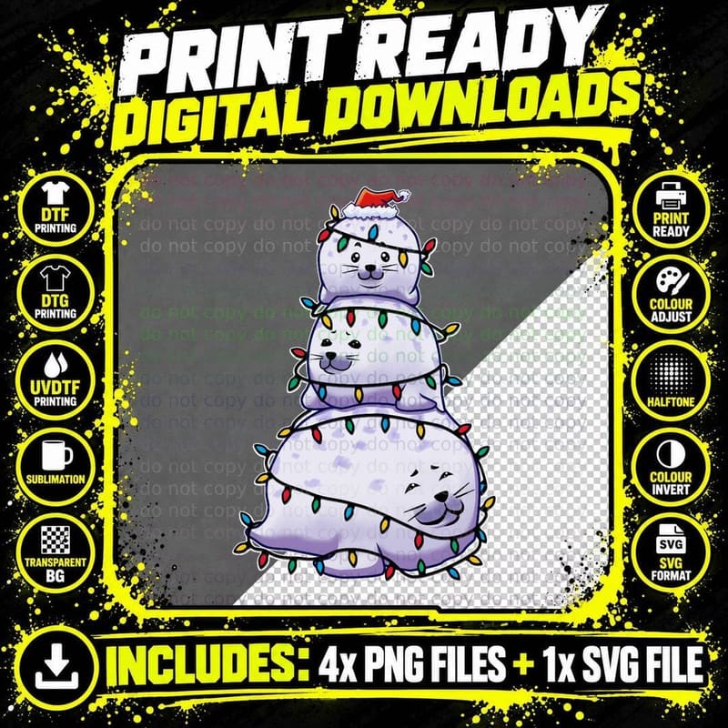 Chonky Seal Snowman Christmas Lights Essential T-Shirt Png SVG Digital Bundle
