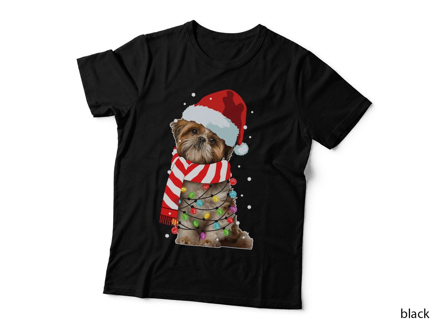 Christmas Santa Dog, Shih Tzu, Dog Lover Men Women Kids Xmas T-Shirt