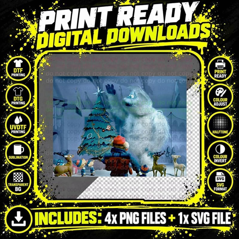Christmas Tree Star Bumble the Abominable Snowman Png SVG Digital Bundle