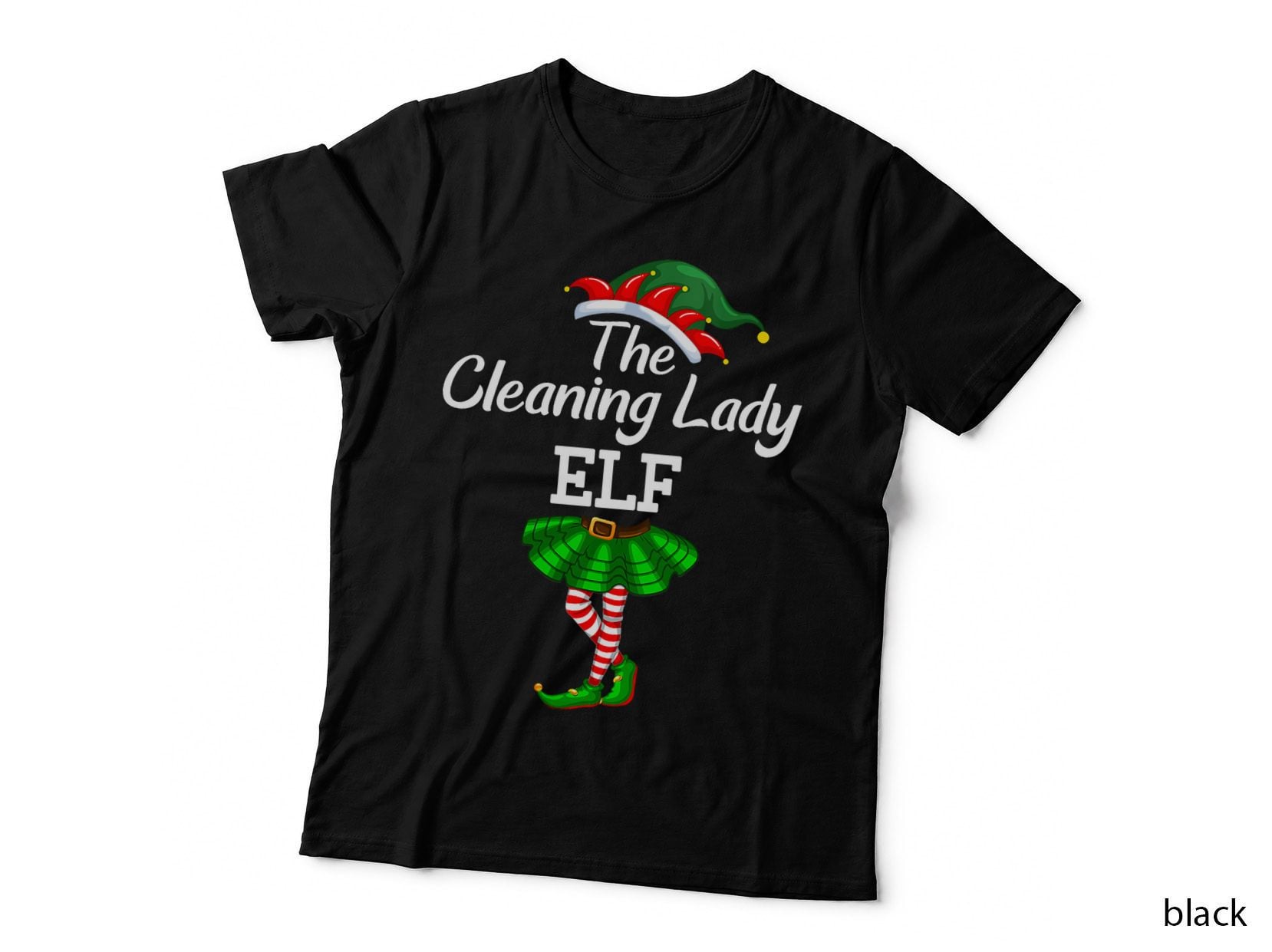 Cleaning Lady Elf Christmas Matching Family Elf Squad T-Shirt
