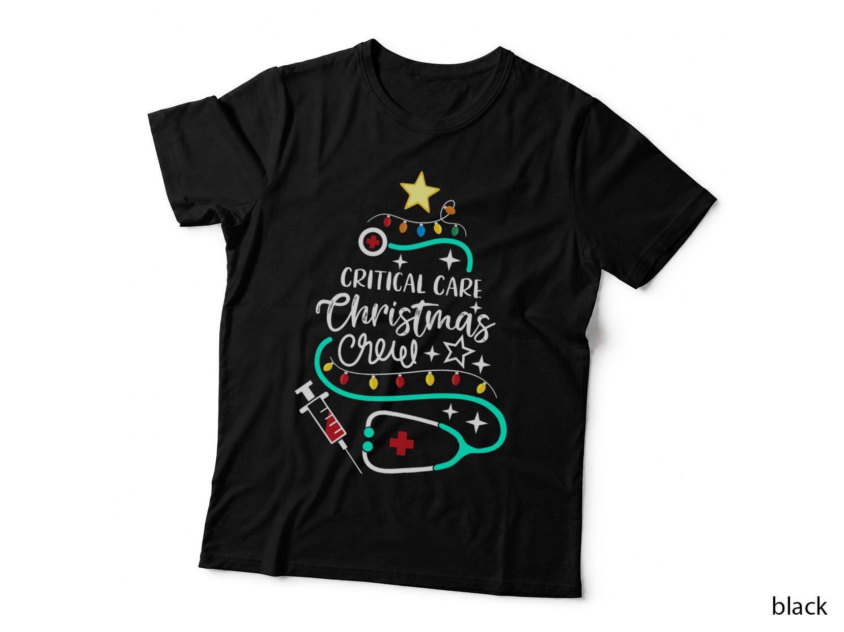 Critical Care Christmas Crew Critical Care Nurse ICU Techs T-Shirt