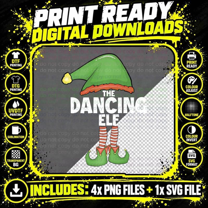 Dancing Elf Tshirt Family Xmas Holiday Santa Christmas Png SVG Digital Bundle