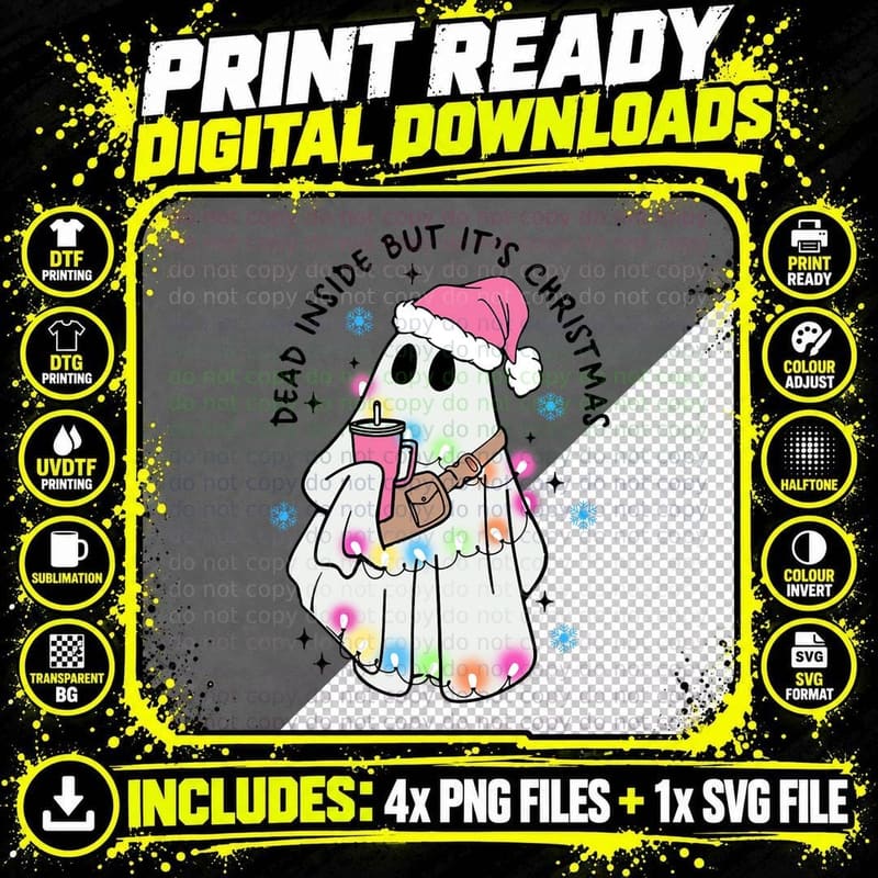 Dead Inside but It's Christmas Boojee Tumbler Inspired Png SVG Digital Bundle
