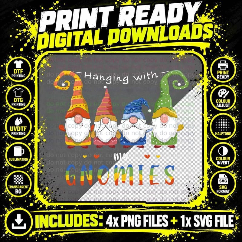 December Hanging with My Gnomes Lover Love Christmas Png SVG Digital Bundle