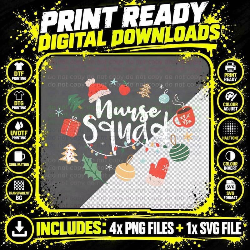 December Nurse Squad Holiday Elements Love Christmas Png SVG Digital Bundle