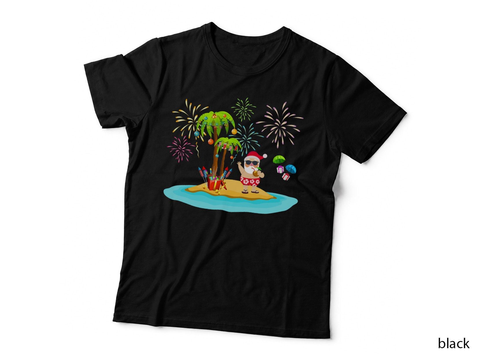 Decorated Christmas Palm Tree Tropical Xmas Coconut Lights T-Shirt