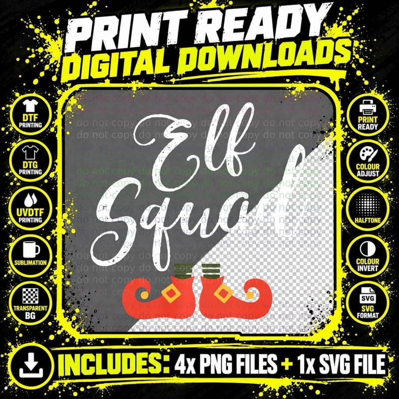 Elf Squad Christmas Hoodie, Festive Wear Png SVG Digital Bundle