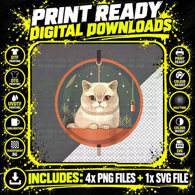 Exotic Shorthair Cat, Christmas Ornament, Love Cats Png SVG Digital Bundle