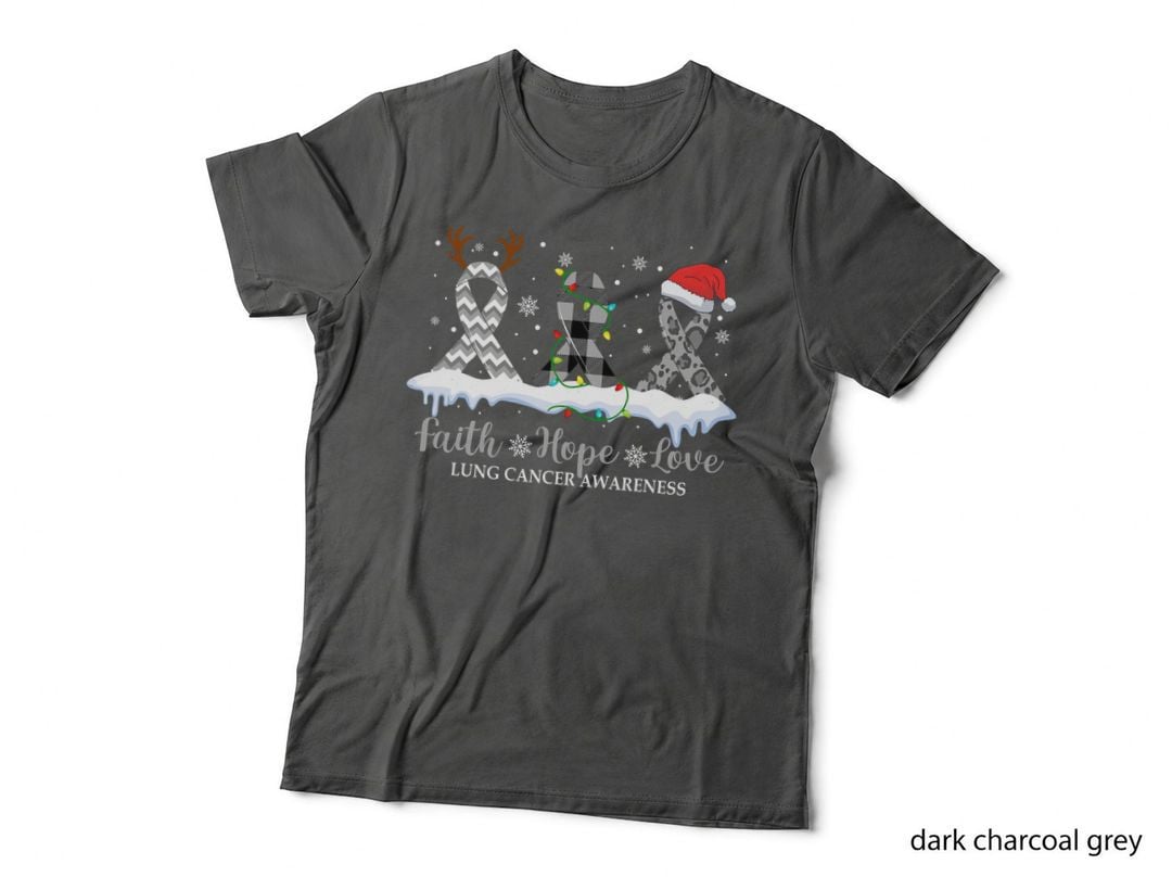 Faith Hope Love Lung Cancer Awareness Christmas Ribbon T-Shirt