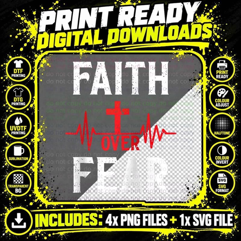 Faith Over Fear Love Jesus Christian Christmas Png SVG Digital Bundle