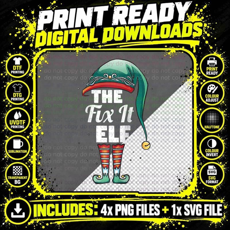 Family Matching Christmas Elf Costume the Fix It Png SVG Digital Bundle
