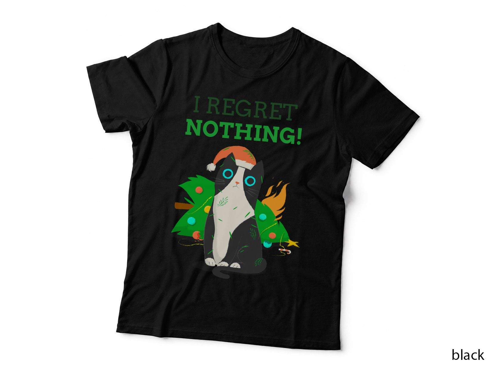 Funny Cat Meme Gift Cat Lover Meowy Christmas Tree Light T-Shirt
