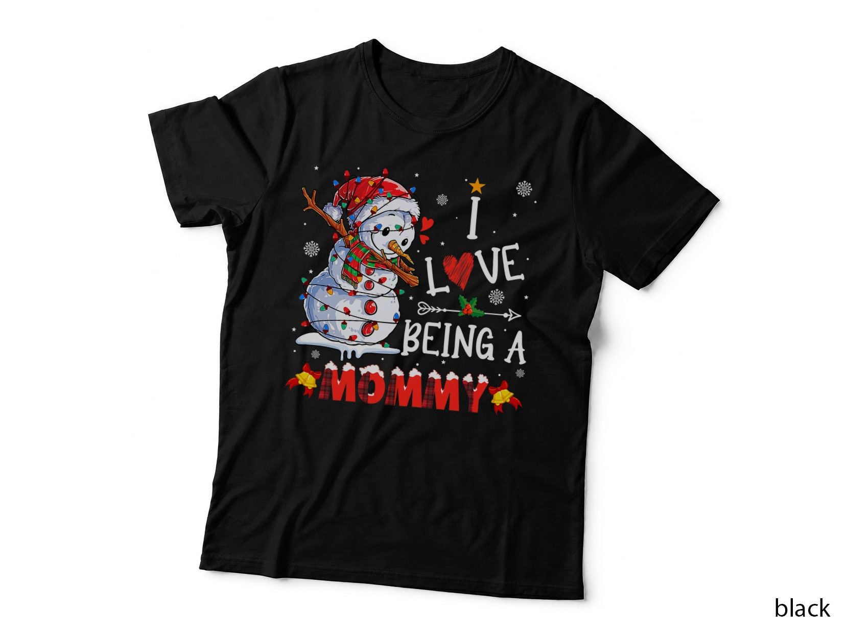 Funny Xmas I Love Being a Mommy Christmas Snowman Matching T-Shirt