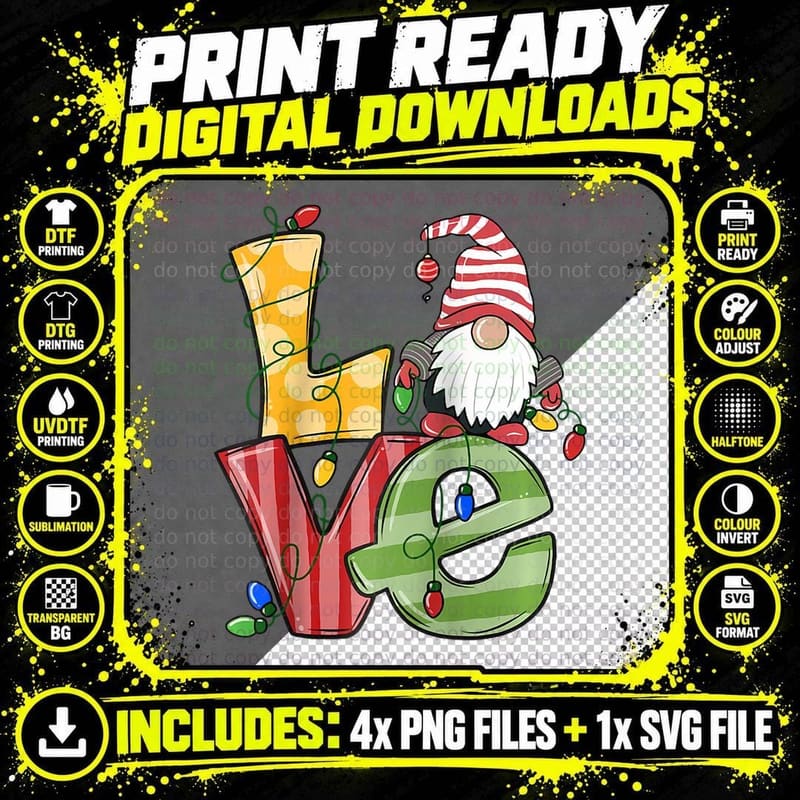 Gnome Christmas Funny Gnomes Love Xmas Pajama Png SVG Digital Bundle