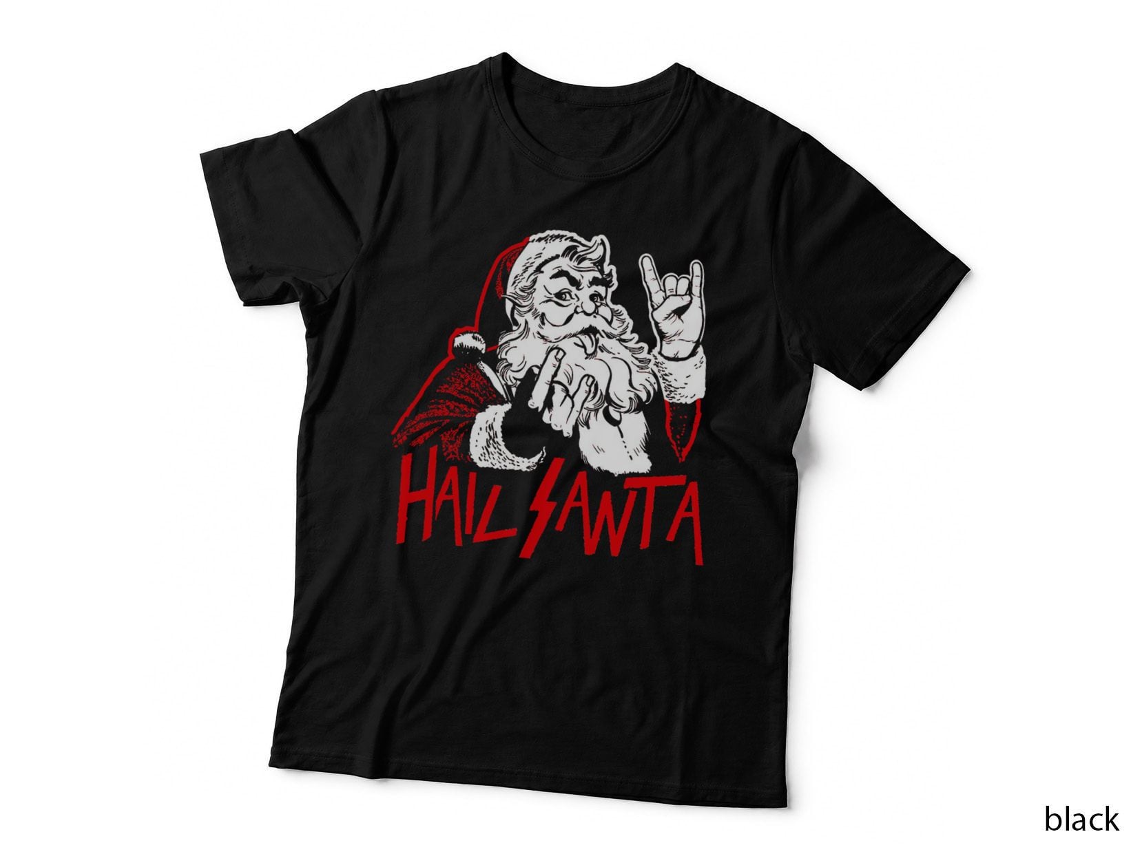 Hail Santa Sleigher Heavy Metal Christmas Xmas Rock & Roll T-Shirt
