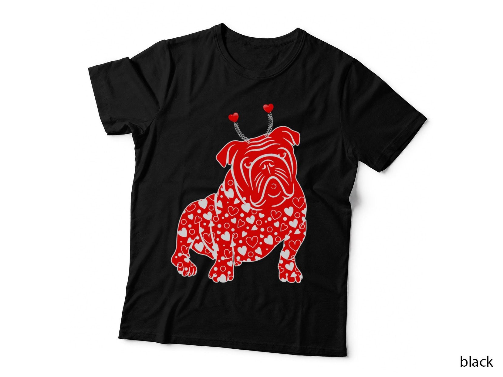 Heart English Bulldog Dog Lover Christmas Valentines Day T-Shirt