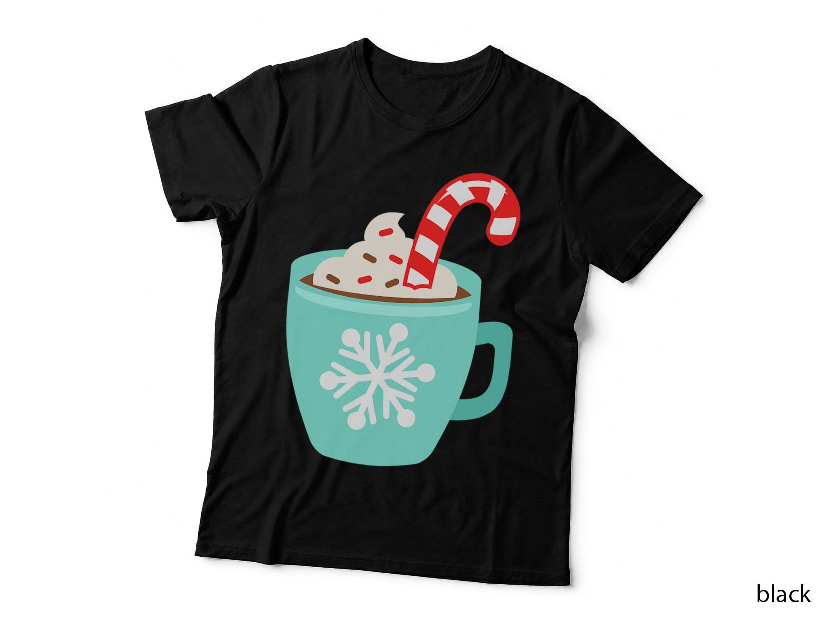 Hot Cocoa with Candy Cane Cream Xmas Christmas Lover T-Shirt