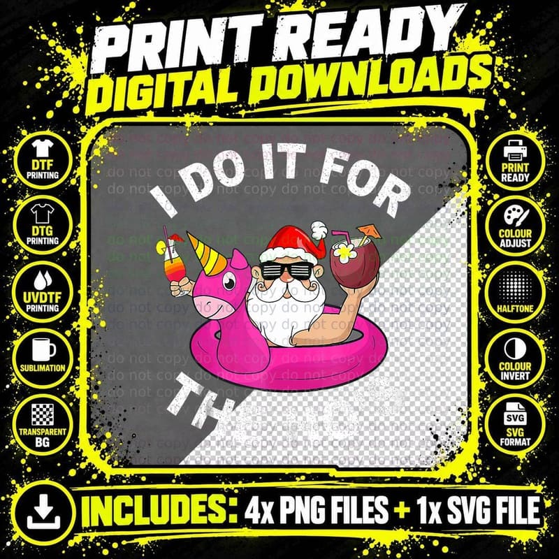 I Do It for the Hos Funny Summer Santa Christmas in Png SVG Digital Bundle