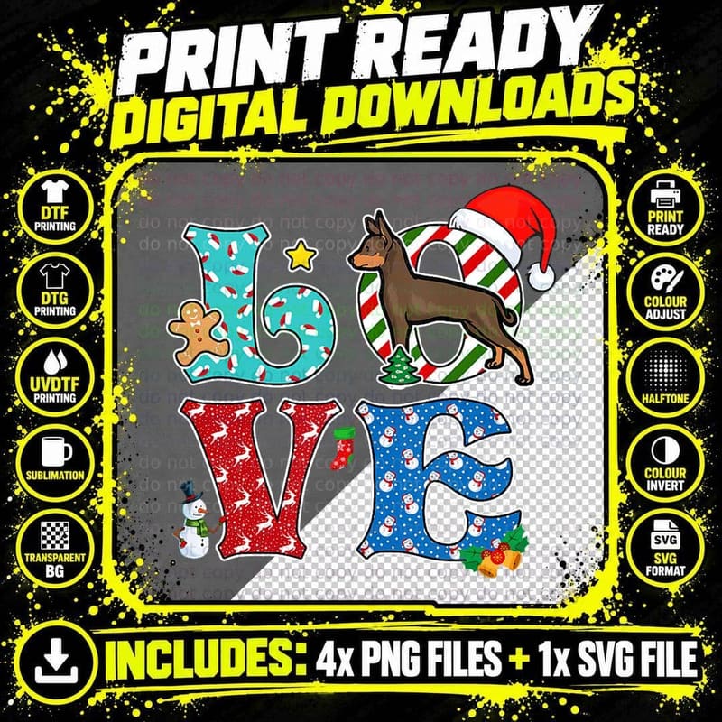 I Love Dog Prague Ratter Christmas Png SVG Digital Bundle