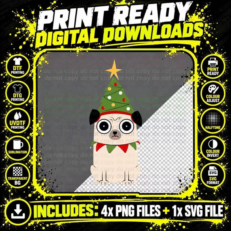 It's Christmas for Pug's Sake Classic T-Shirt Png SVG Digital Bundle