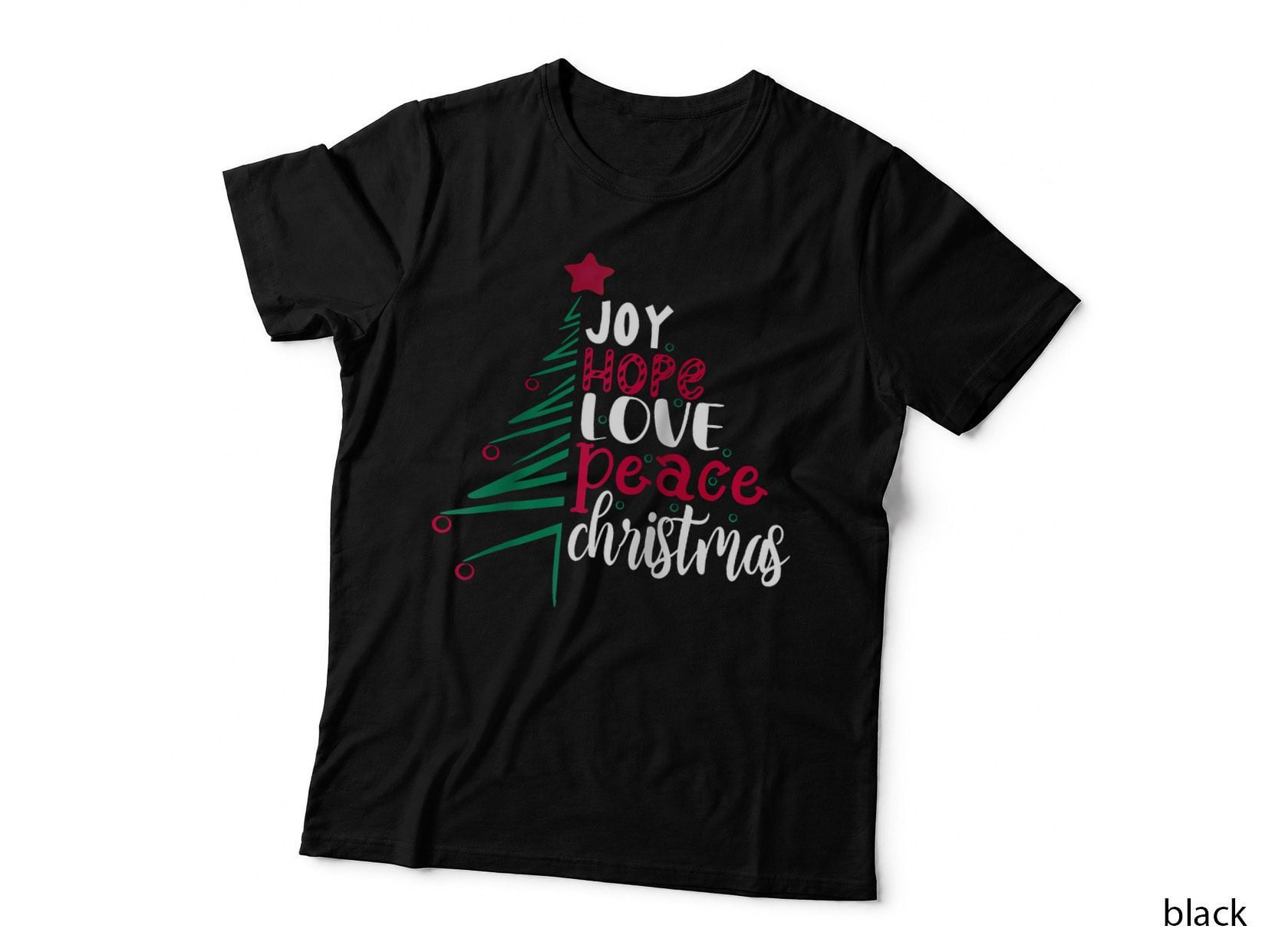 Joy Hope Love Peace Christmas Tree Pajama Santa, Festive Season T-Shirt